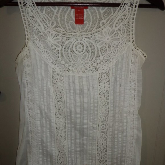 FIRM NEW Sundance Angel Tank Top XS White Embroidery Pintucking Sleeveless